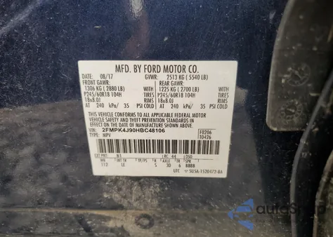 2017 Ford Edge Sel z USA, uszkodzony, nr VIN 2FMPK4J90HBC48106